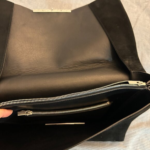 Celine Suede Shoulder Handbag with Silver Chain - Picture 8 of 14